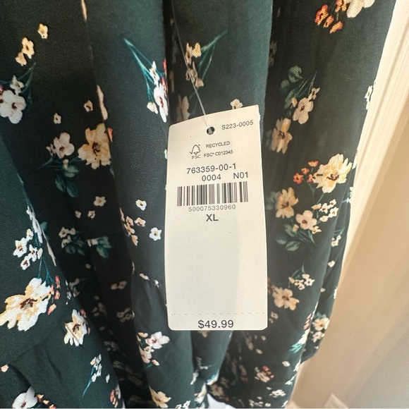 Floral Boho Cottagecore Prairie Tiered Maxi /Midi Swing Dress long sleeve NWT - Picture 2 of 8